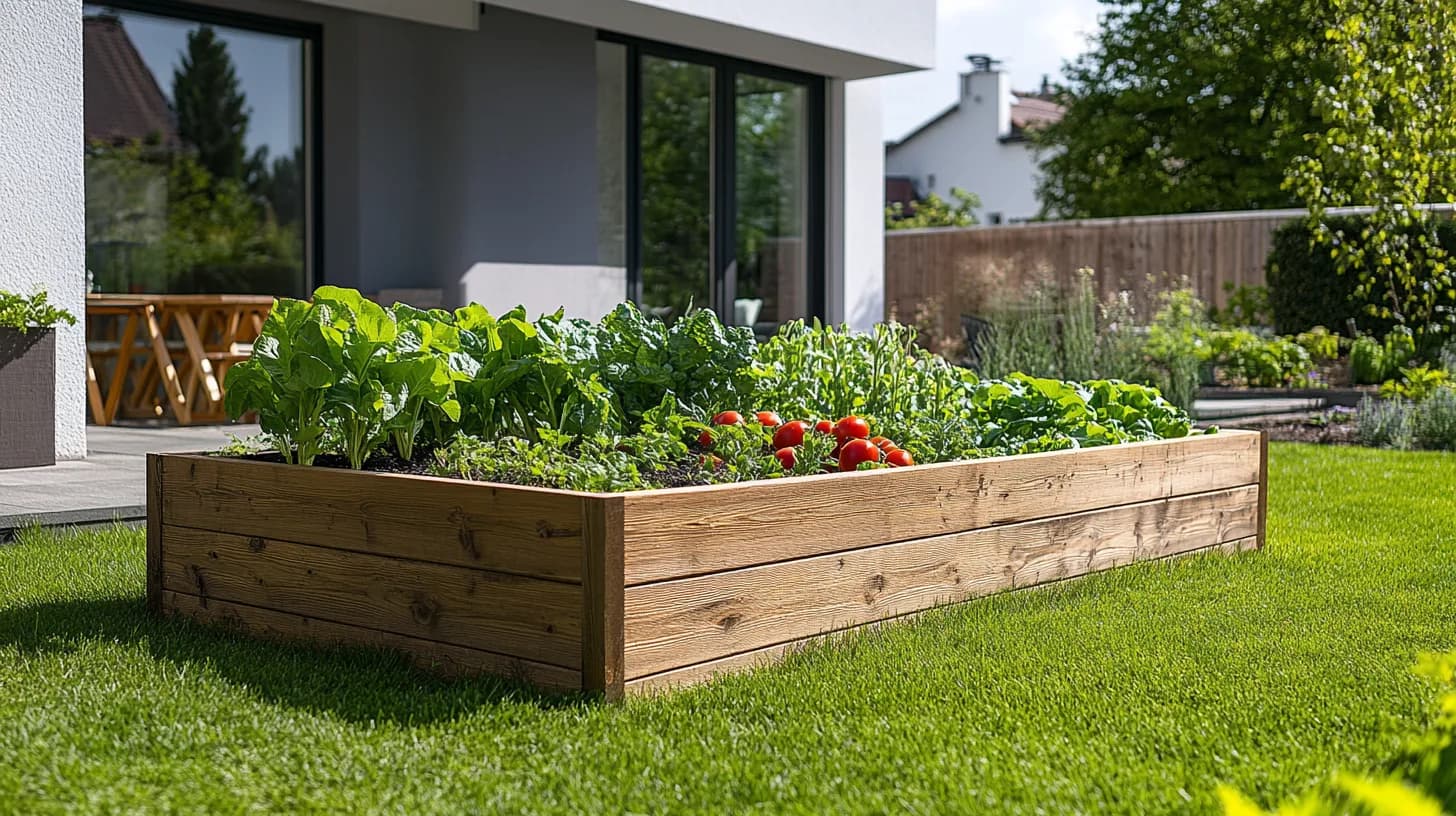 Hochbeet aus Holz nach Maß im Garten