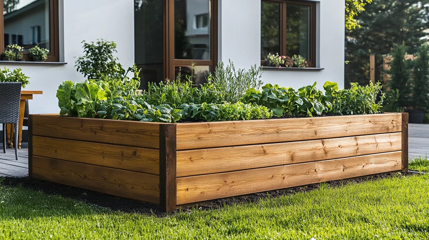 Hochbeet aus Holz nach Maß im Garten