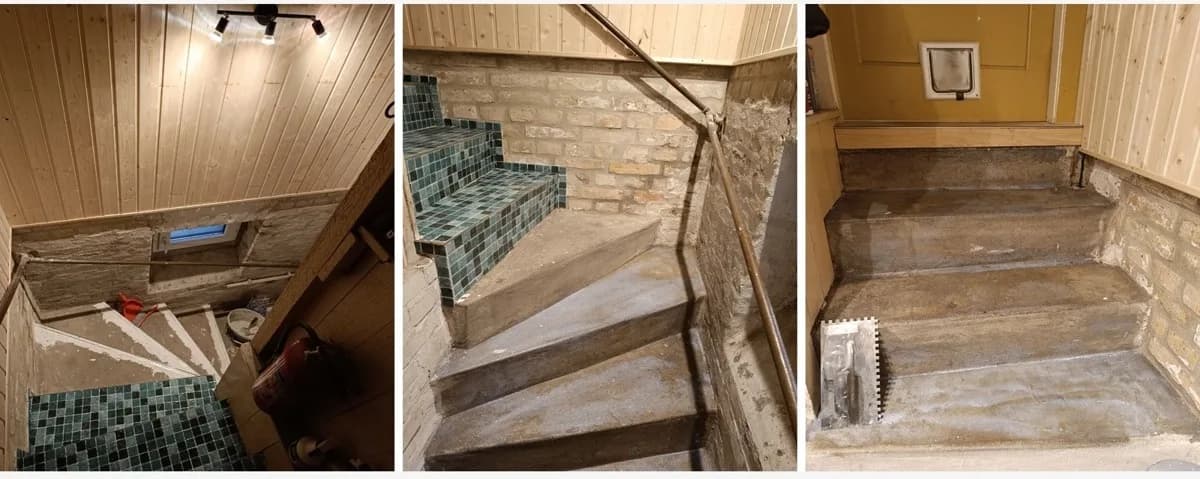 Verkleidung der Treppe mit Fliesen